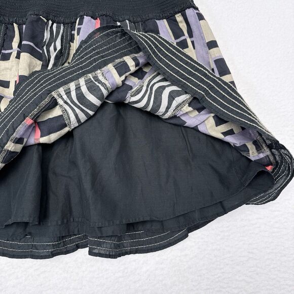 Free People Skirt Size Medium Mini Flowy Elastic Waist Pull On Geometric Art - Picture 4 of 9